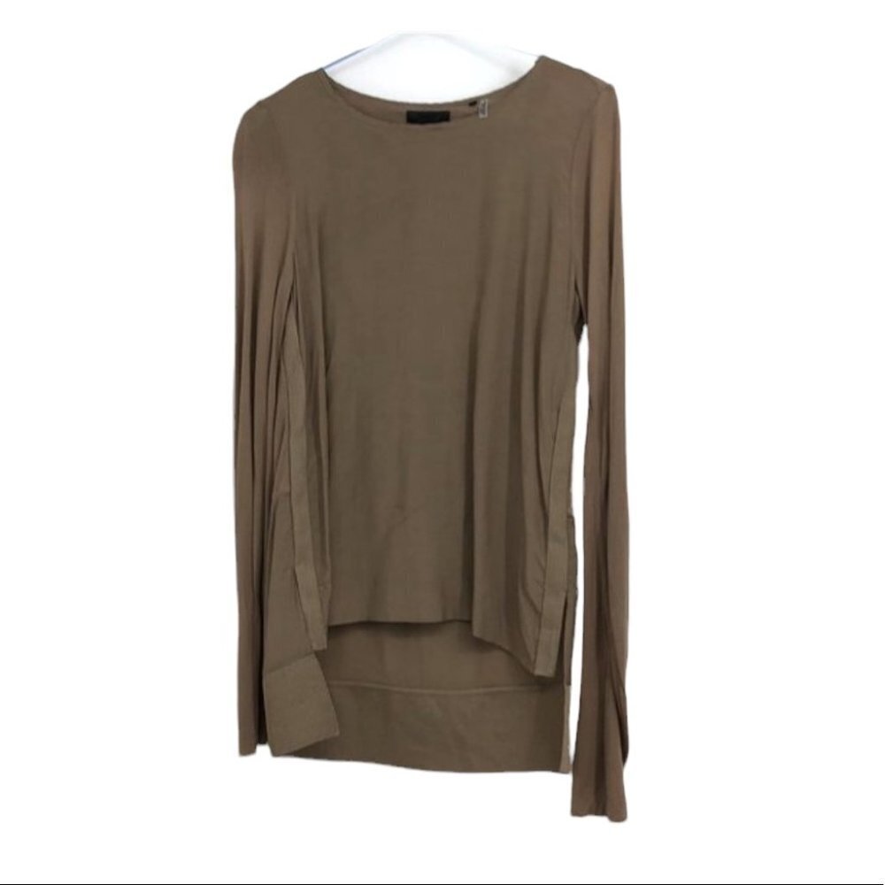 Rudsak tan high low long sleeve lightweight synthetic suede tunic SP